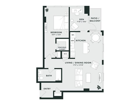 A black and white image of a floor plan for a home.